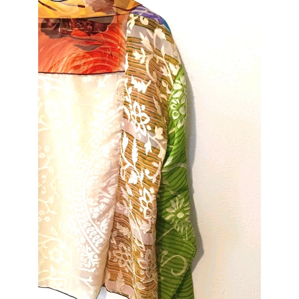 Vtg Sterling Styles  Artsilk One Size Jacket Kimono Open Multicolor Waist Length - Picture 9 of 13